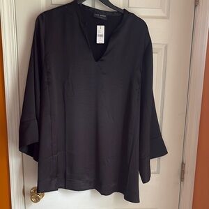 Lane Bryant Black Boxy Blouse with 3/4 Sleeves